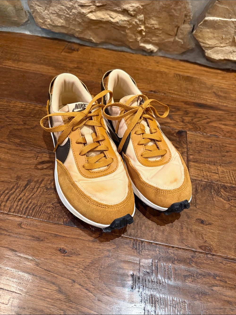 Nike Mustard and Brown Retro Runner Sneakers